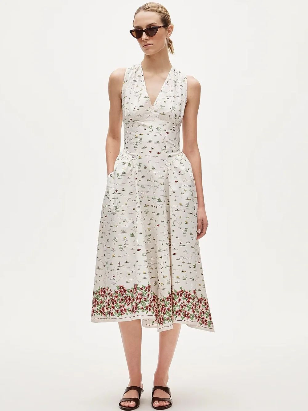 J Crew V-Neck Dress in Map Print NWT